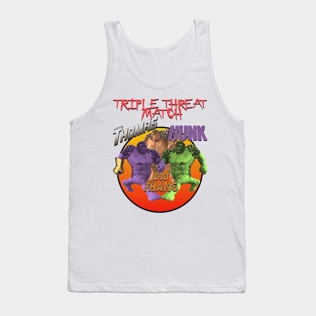 Strange Off Brand Hero Shirt Thomas Vs Hunk Vs Dat Thang Parody (Knock Off) Tank Top by blueversion